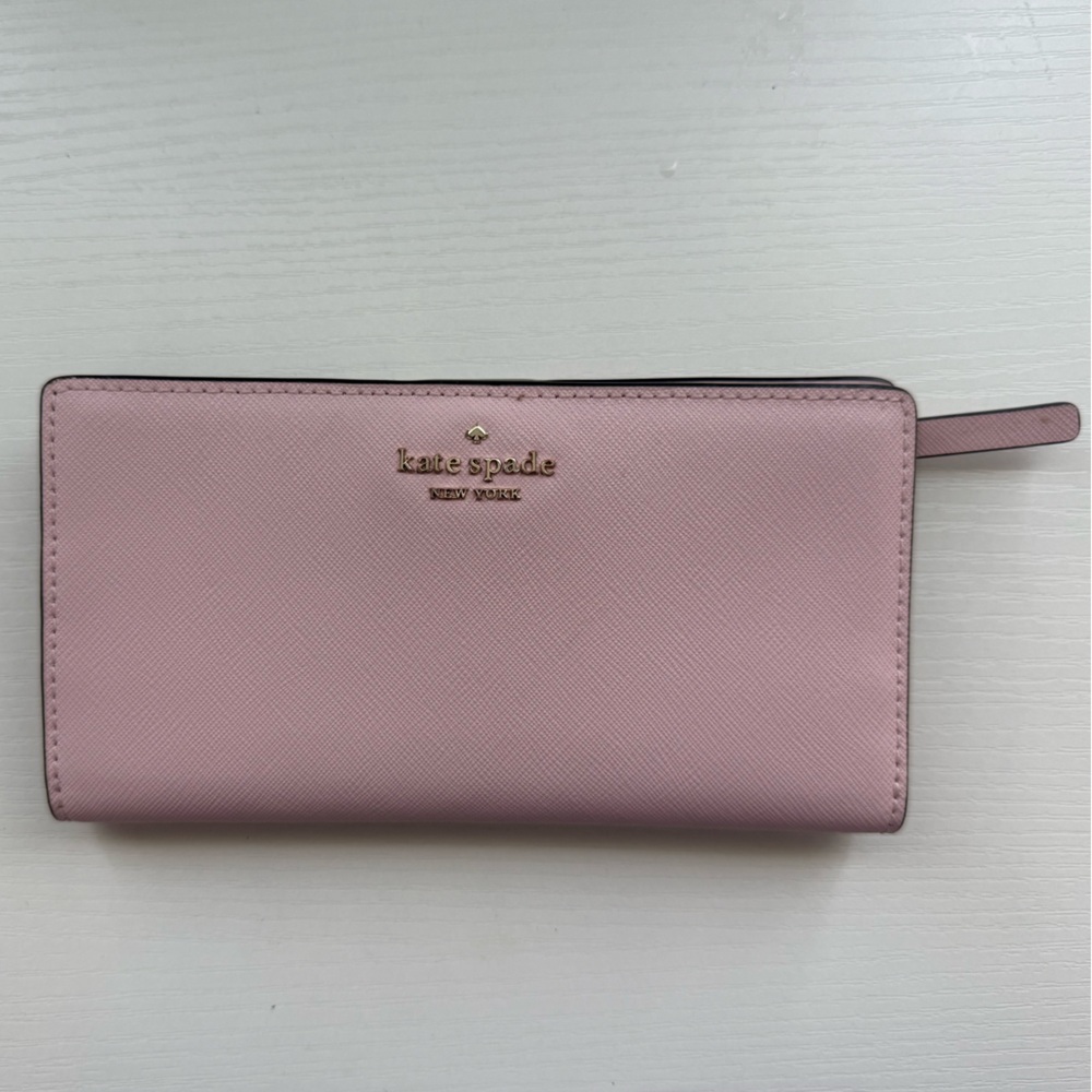 Kate Spade Pink Bifold Wallet with Gold Hardware